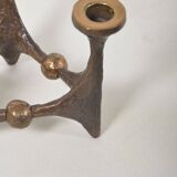Brutalist candlestick in bronze by Michael Harjes, 1960s