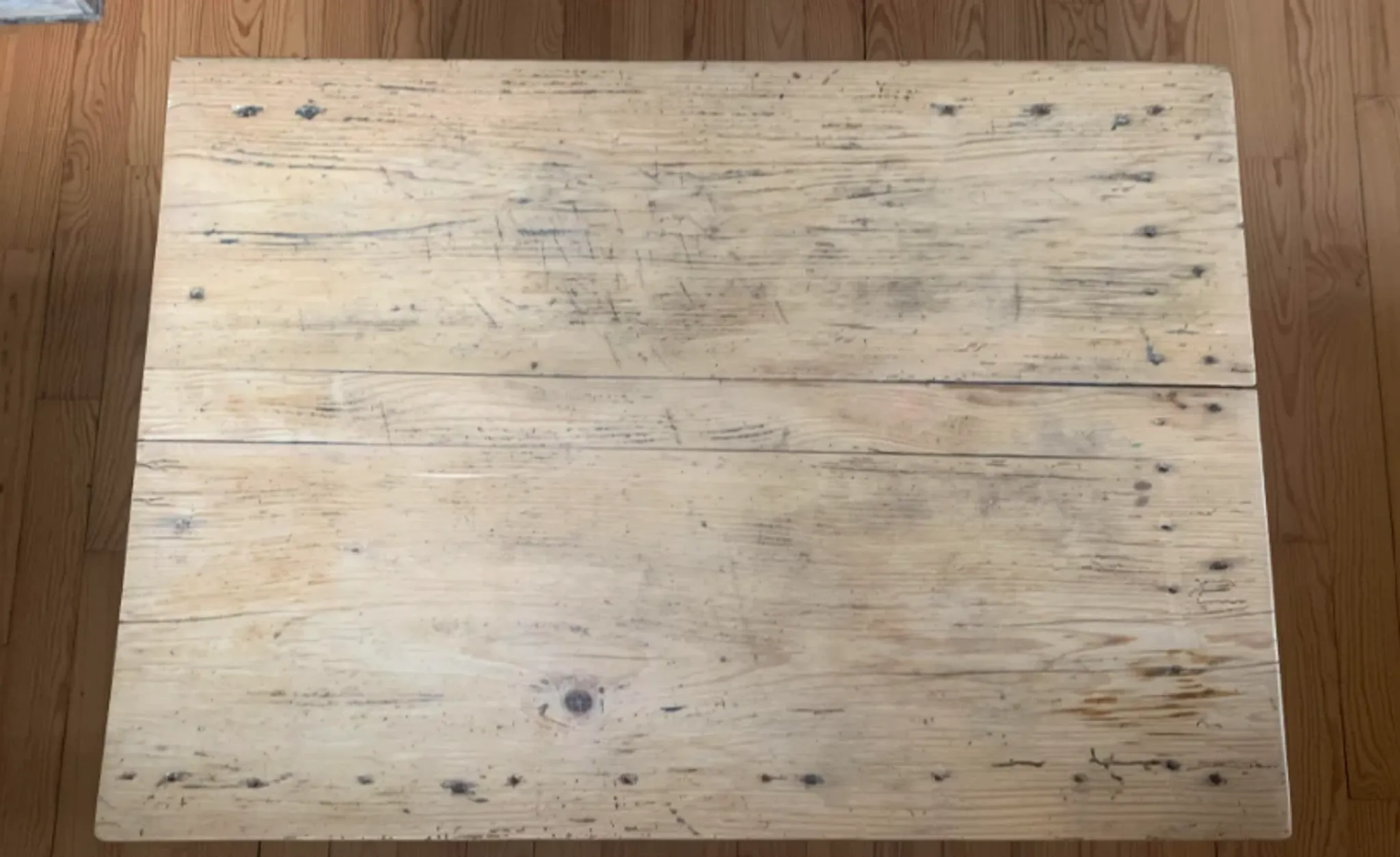 antique wooden coffee table with a patina