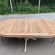 Renovated round extendable dining table with a central wooden leg, 113-203cm.