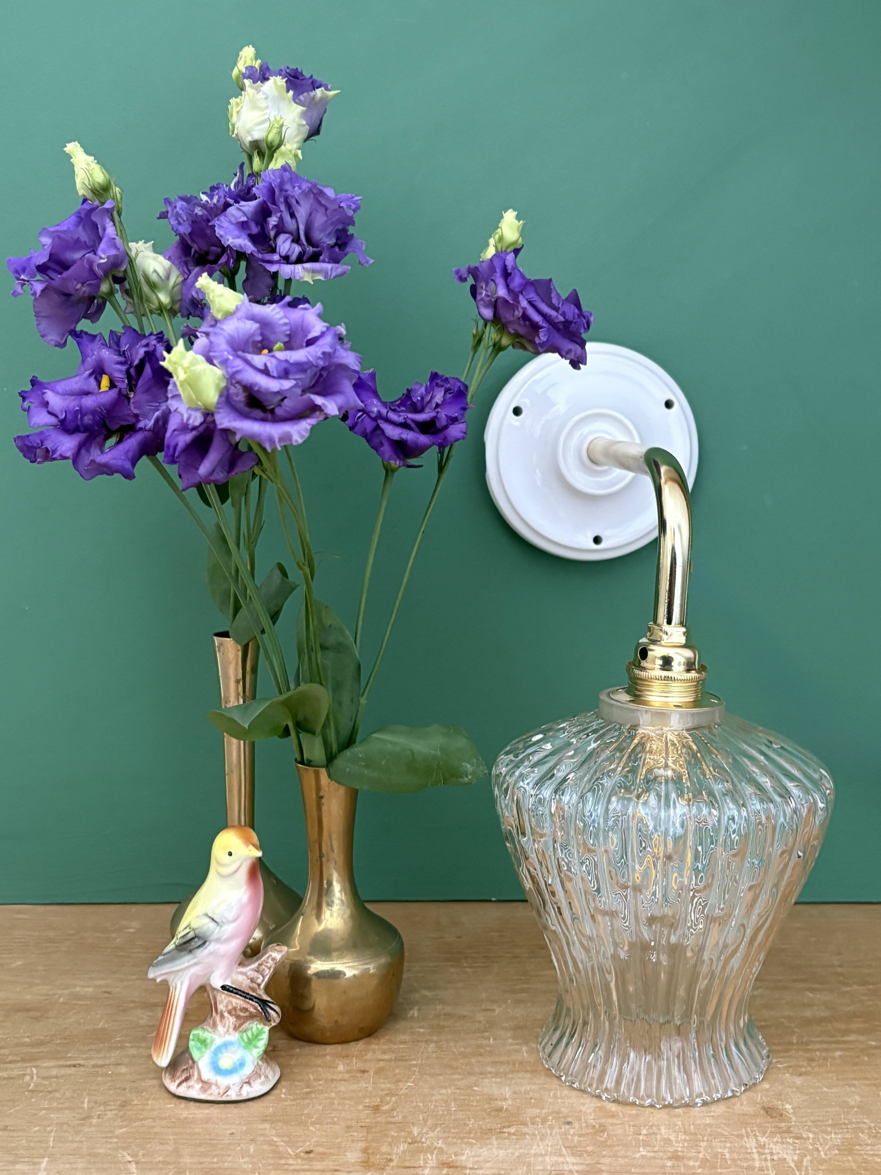 Vintage glass tulip wall light