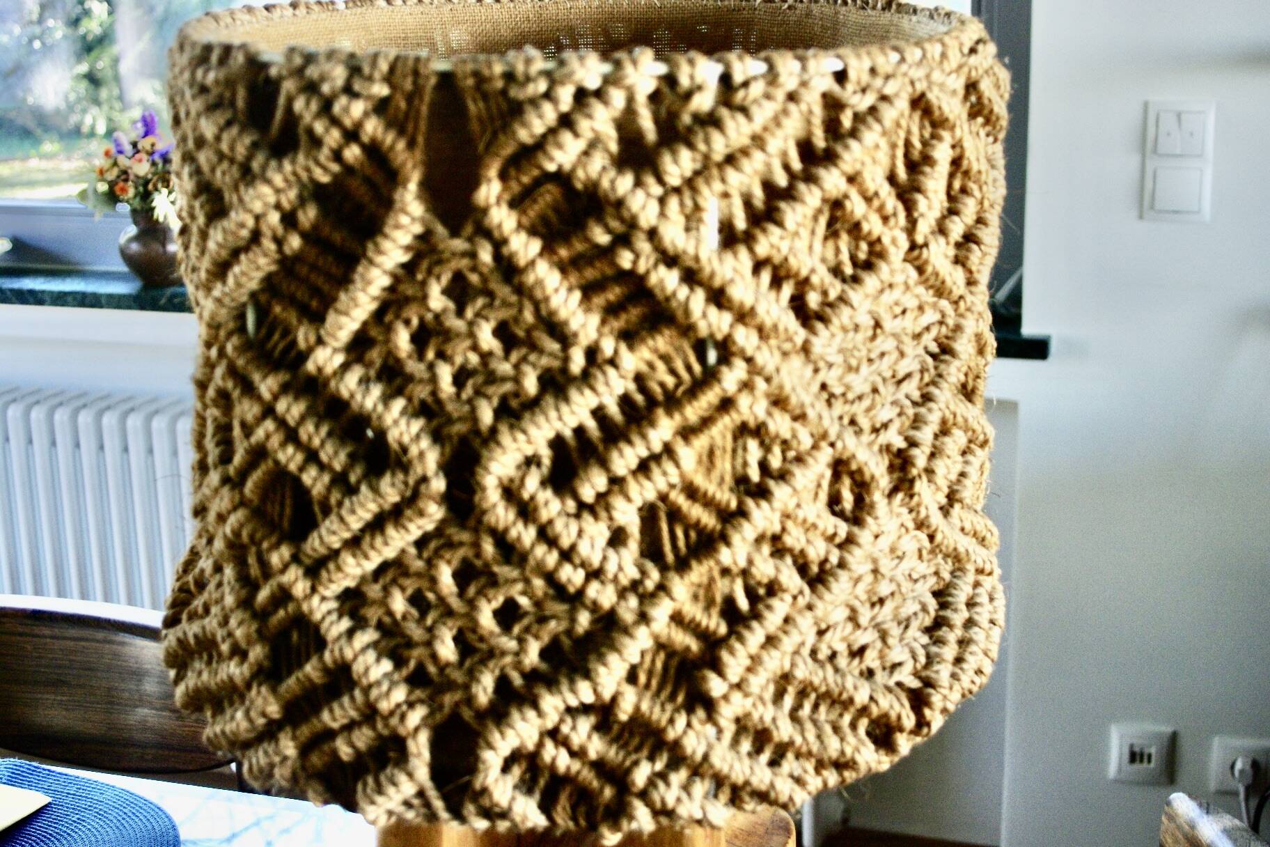 Brutalist lamp and rope 1960