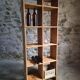 Vintage pine shelf with compartments, room divider, 1950s.
