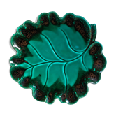 Plat de service barbotine feuille verceram années 50
