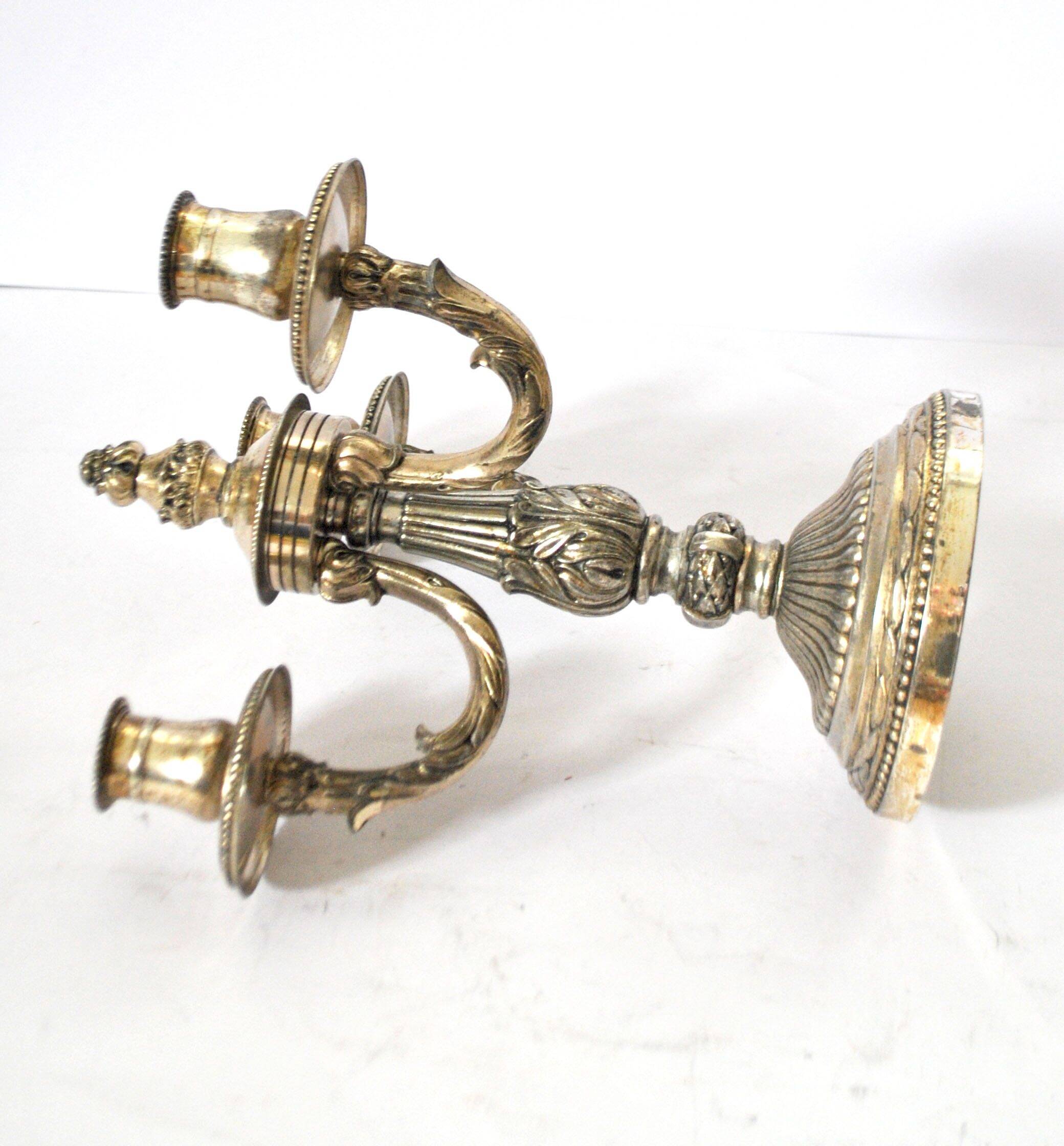 Vintage candlestick holder - 3-light metal candelabra
