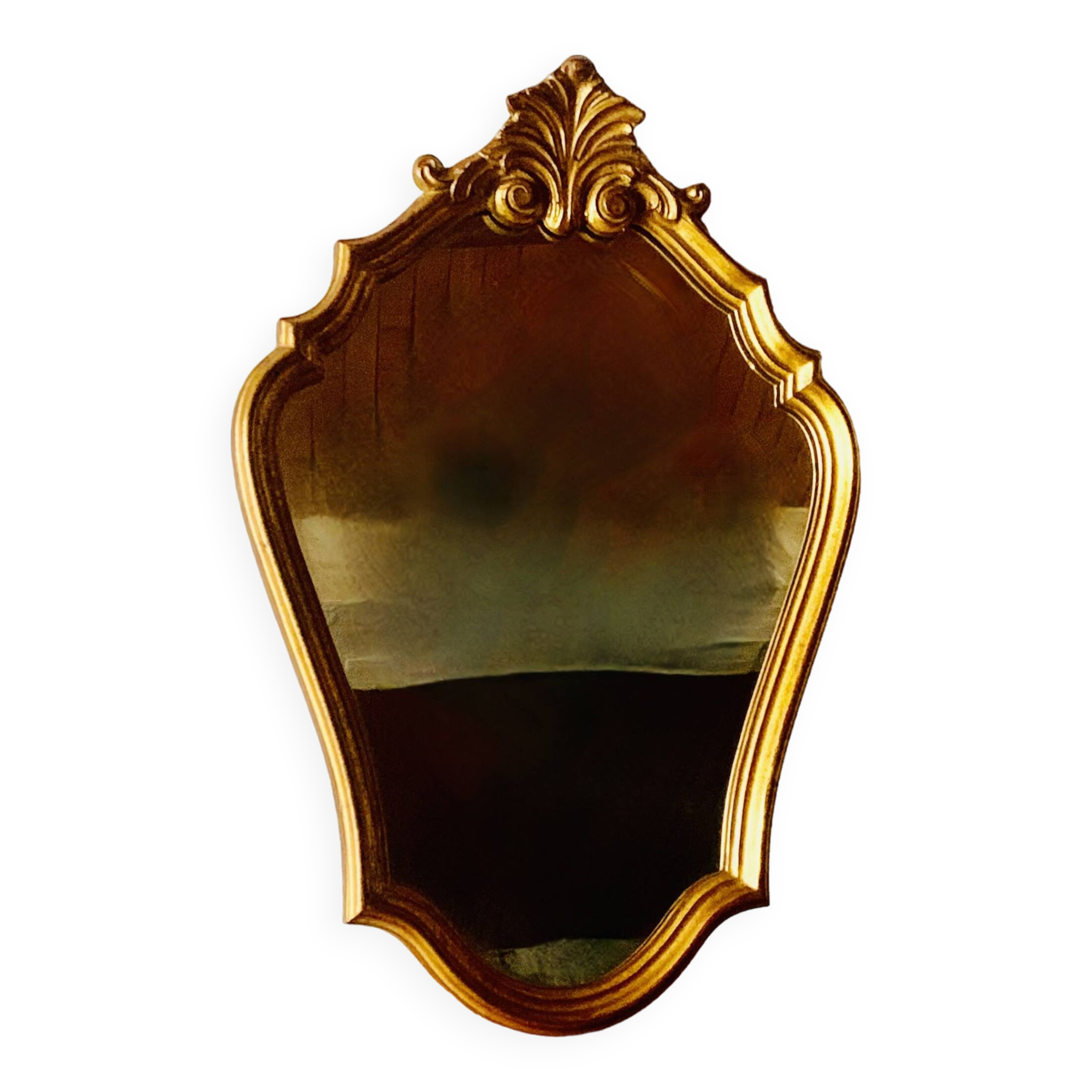 Vintage wall mirror in golden resin - rococo style