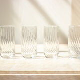 4 high striated glasses
