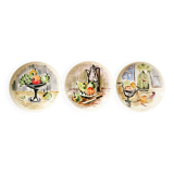 3 vintage hand-painted plates