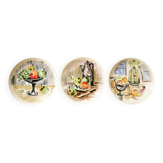 3 vintage hand-painted plates