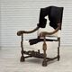 1950s, Danish highback armchair, genuine cowhide, oak wood.