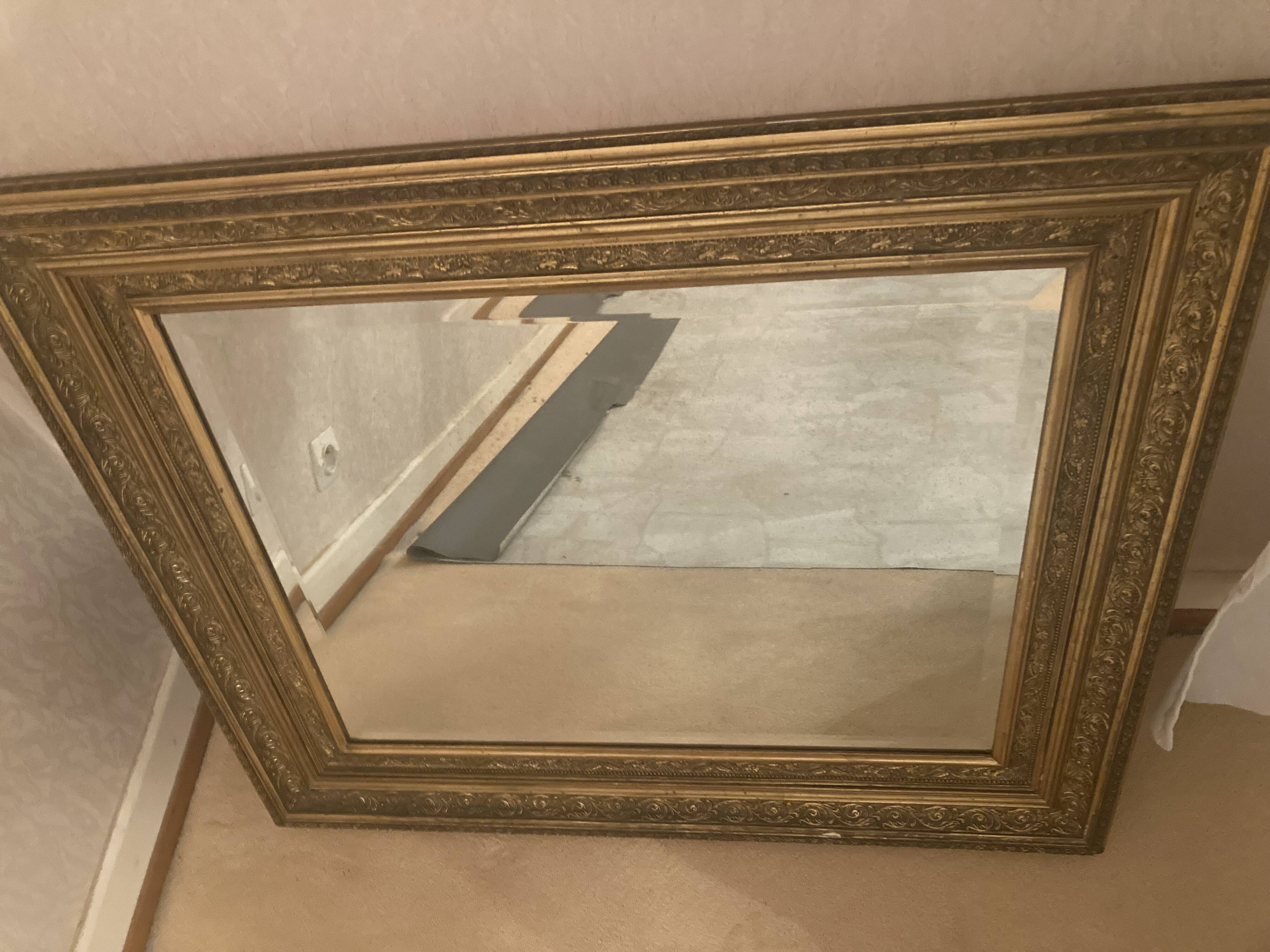 Miroir étain vintage cadre doré