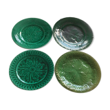 4 assiettes en barbotine verte