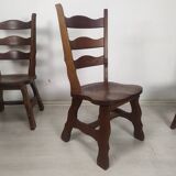 4 brutalist oak chairs