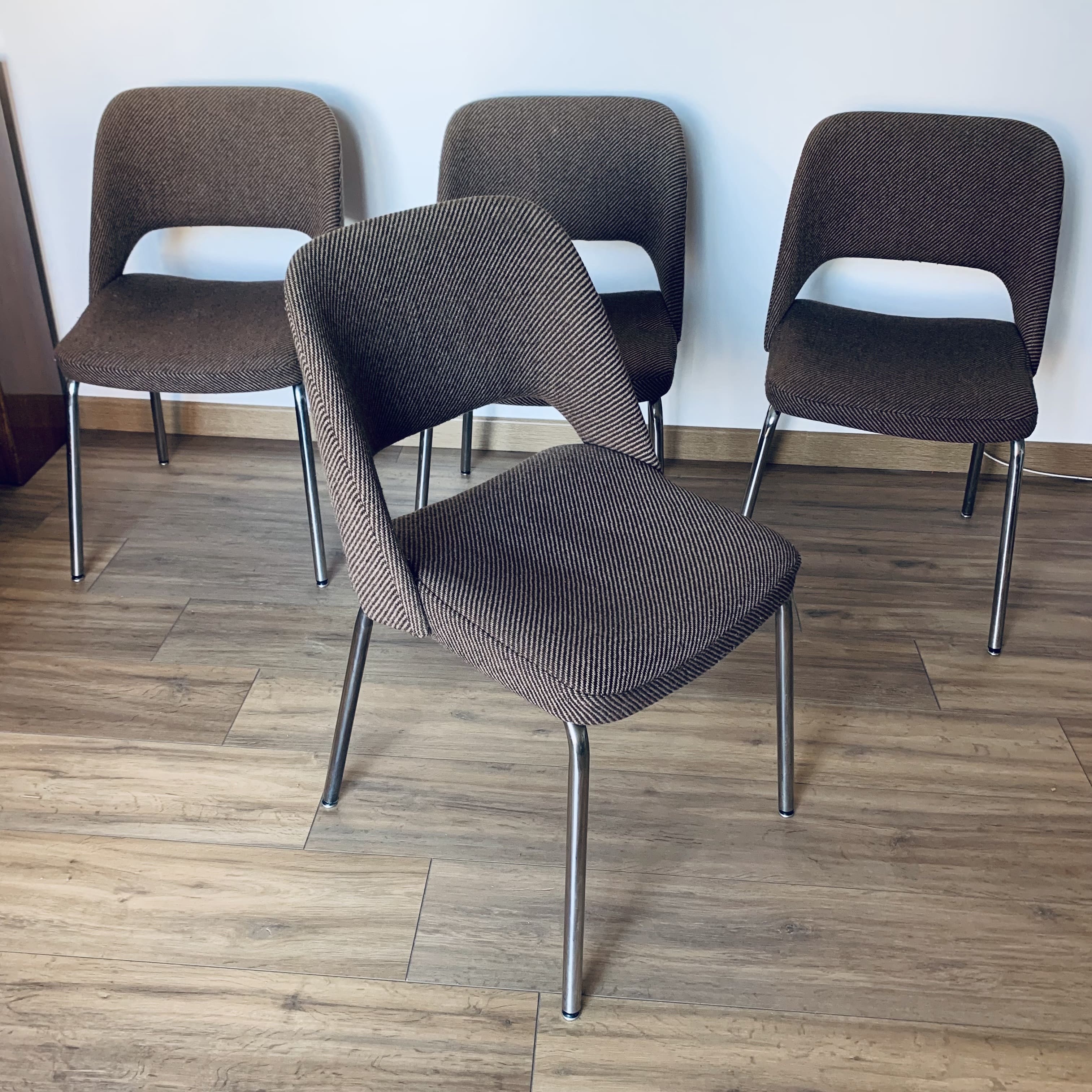 4 fabric and metal chairs