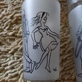 6 glasses illustrated by Cabu
