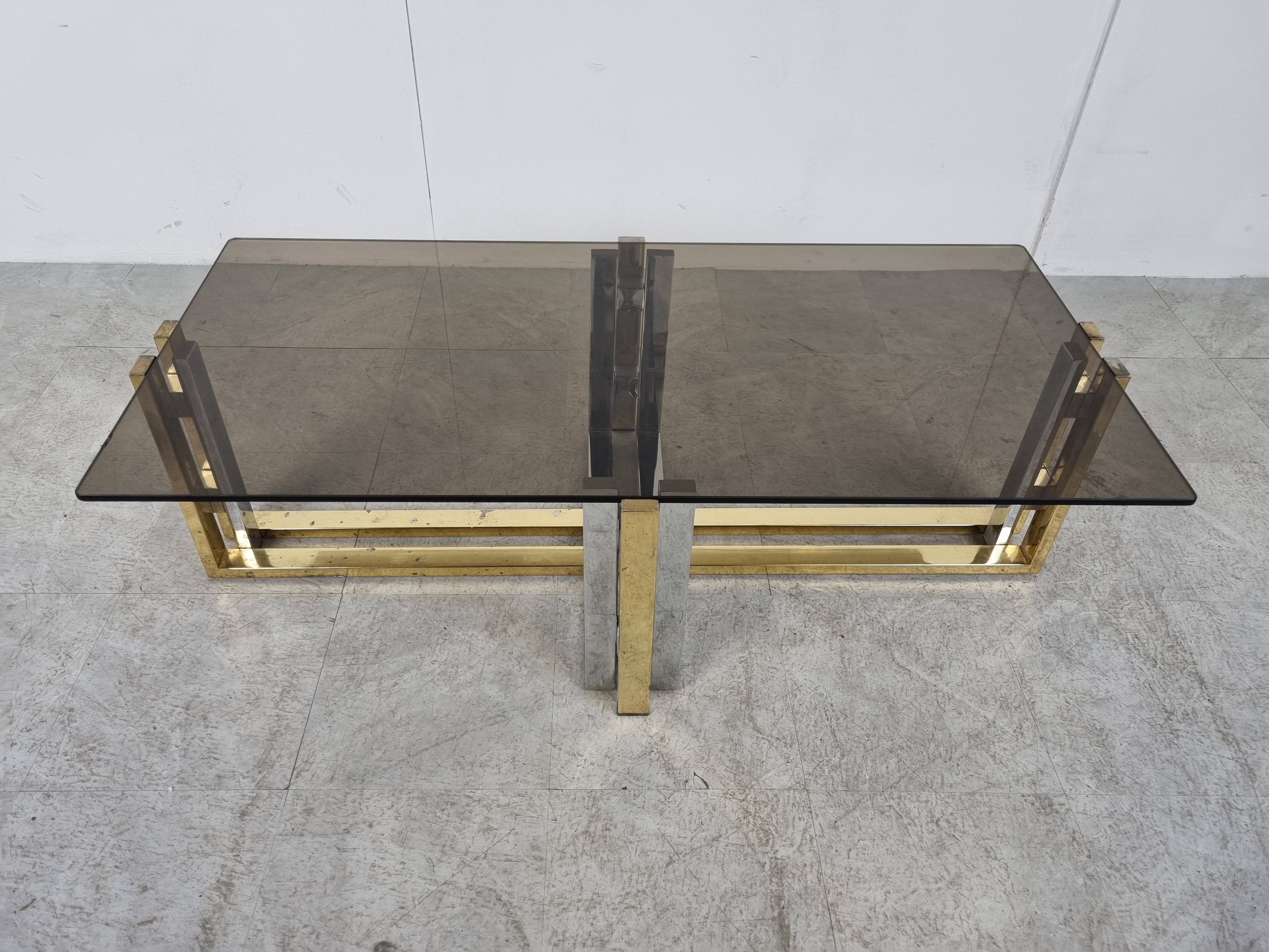 Vintage brass and chrome coffee table, 1970s