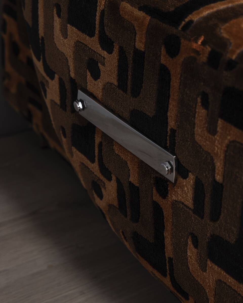 VINTAGE 1970S THREE-SEATER SOFA IN MULTICOLORED VELVET ITALIAN DESIGN