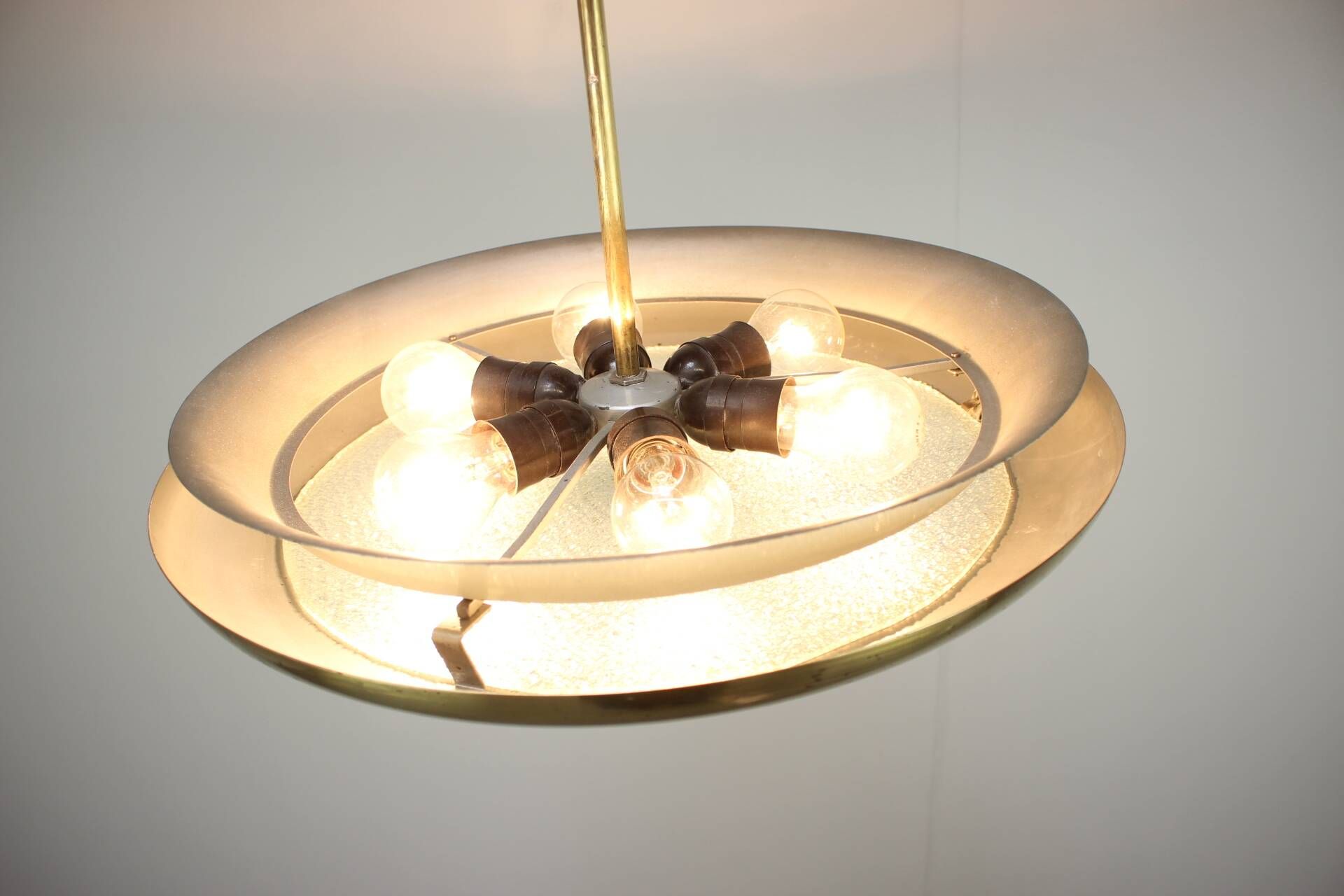 Bauhaus UFO pendant lamp by Josef Hurka for Napako, 1930s
