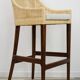Wooden and rattan bar stool, France