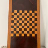 Grand plateau vintage de jeu de dame en bois