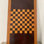 Grand plateau vintage de jeu de dame en bois