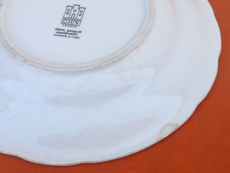 Plate " The language of flowers " Faience of Gien Rose Trémière-Fertility