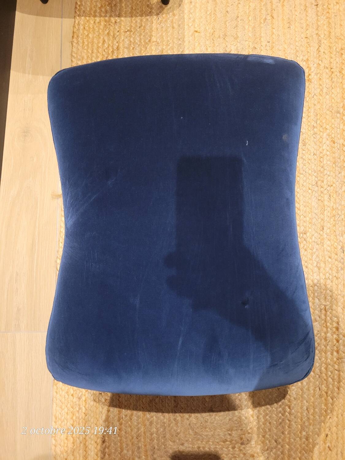 Tabouret d appoint en velours bleu