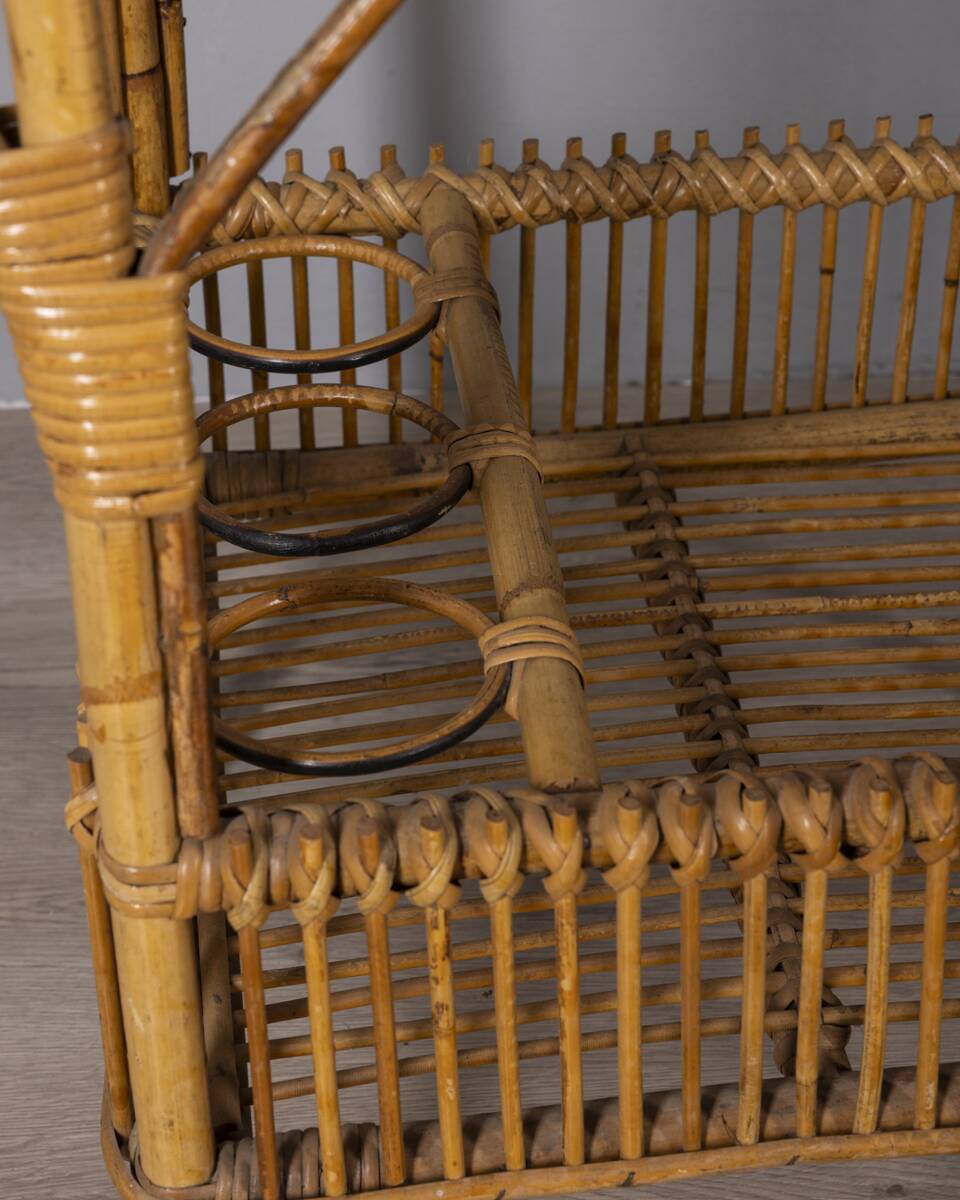 Vintage 1960s Italian-design bamboo bar cart
