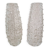 Pair of vintage moulded glass lampshades