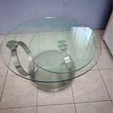 Table basse avec plateaux en verre dépliables