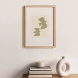 Painting on paper - Birds - sage green - signed Eawy