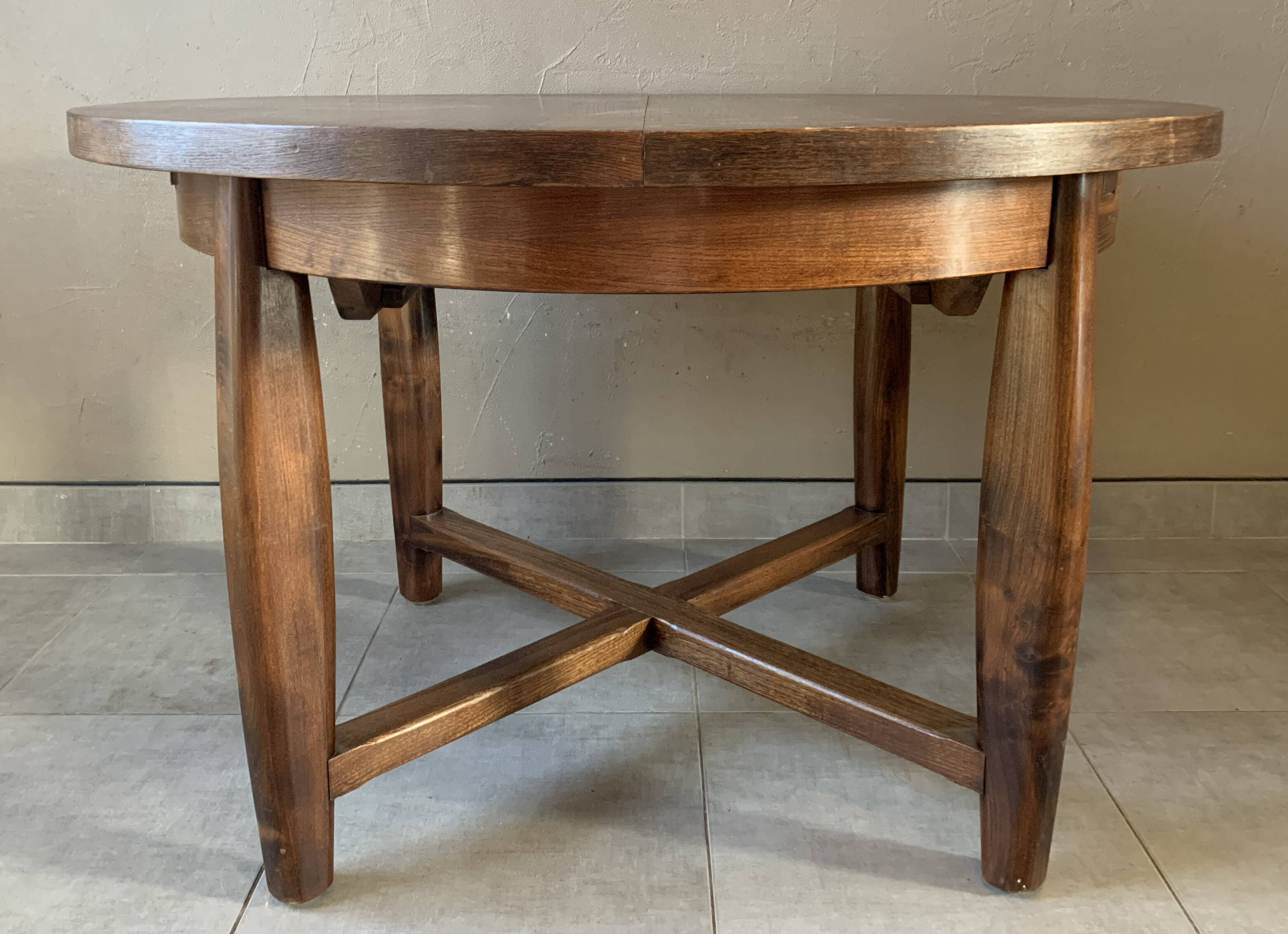 Vintage extendable wooden table from the 50s with independent extension