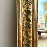 Miroir trumeau ancien de cheminée en bois doré 125x80