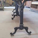 Large bistro table wooden top and cast iron bases -2m56