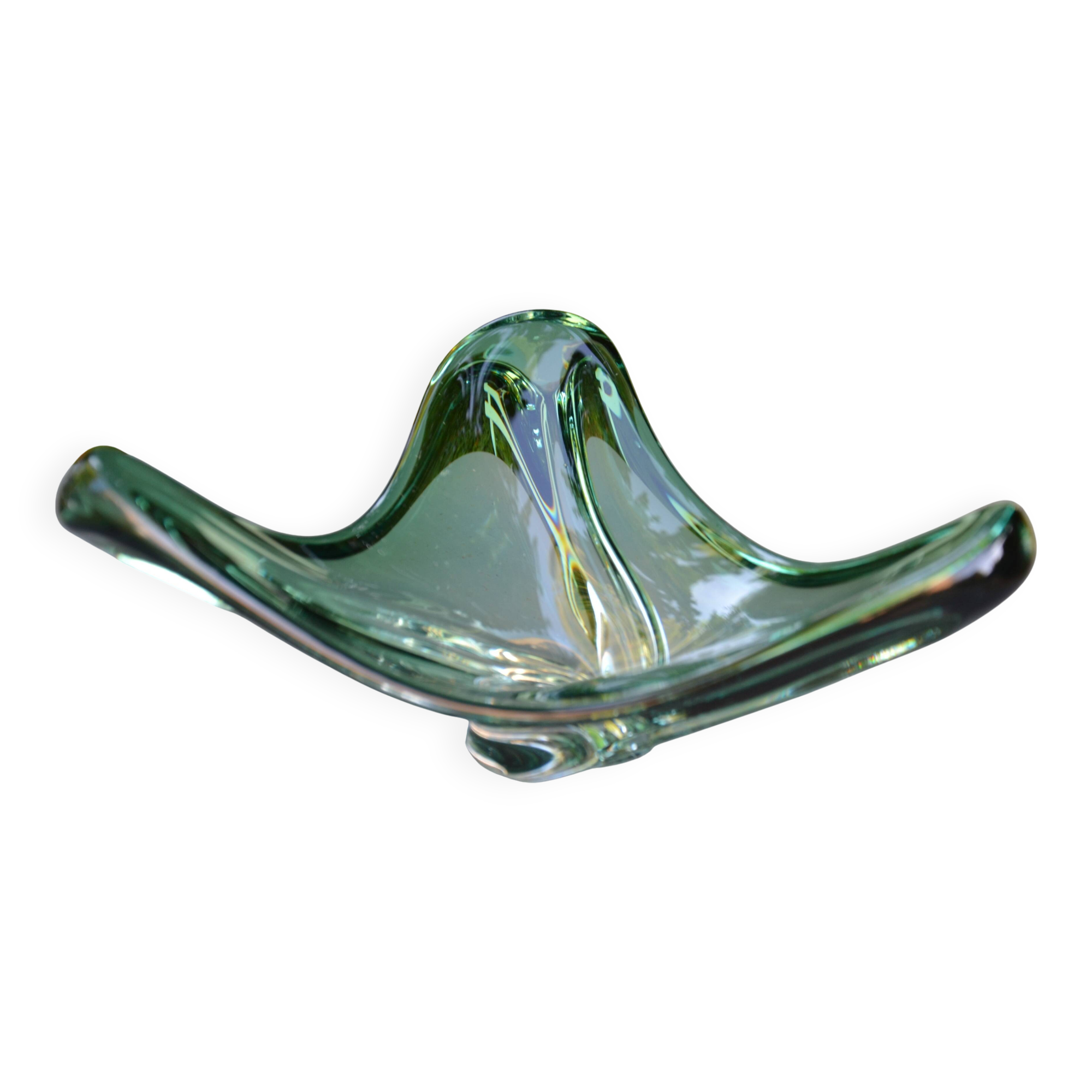 Val St Lambert green crystal bowl