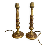 Pair of golden brass lamp bases