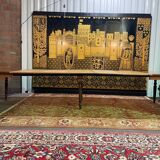 Louis Philippe oak table with 5 extensions