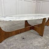 Hugues Poignant marble and rosewood coffee table