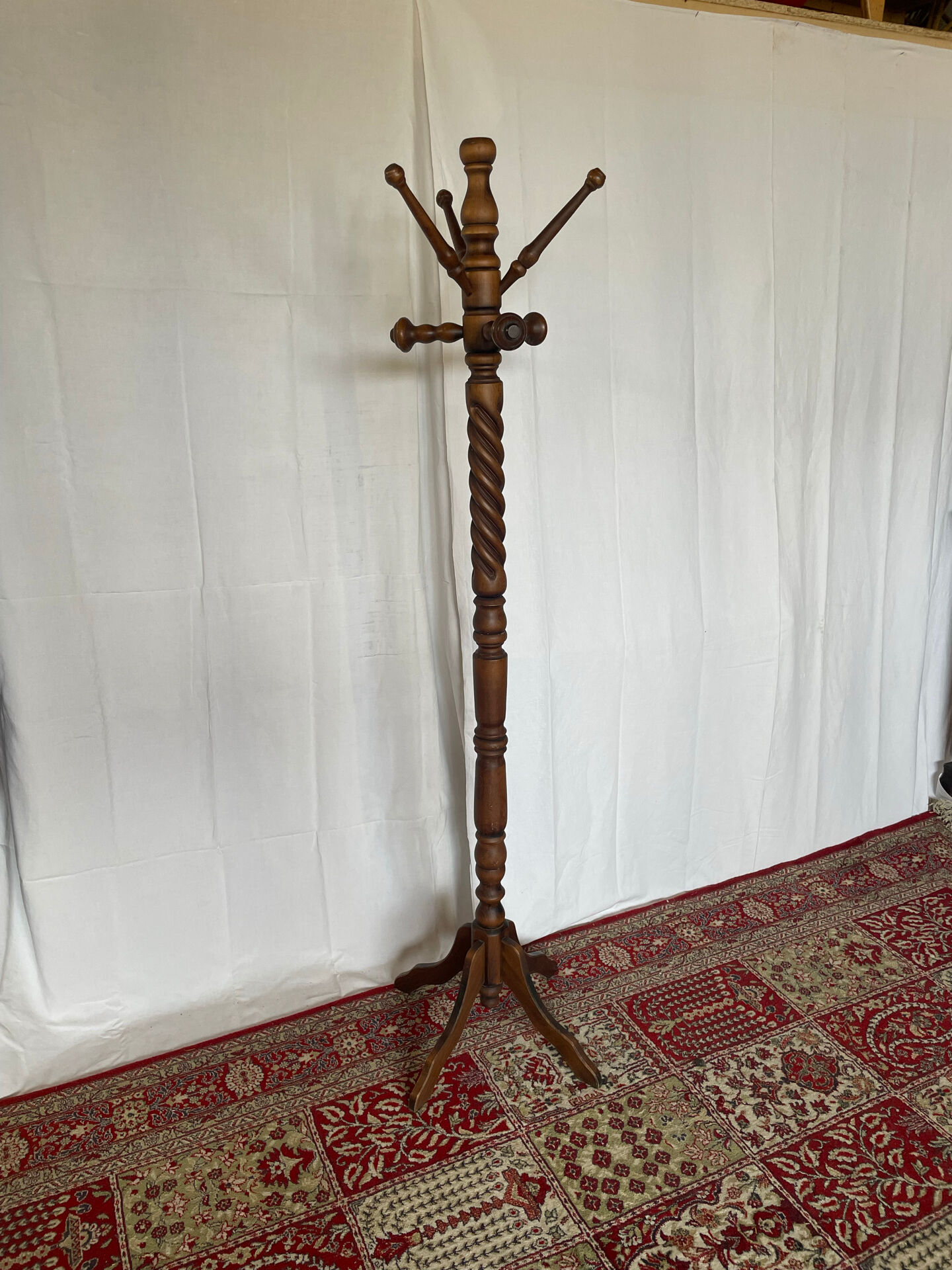 Vintage turned wooden parrot coat rack