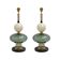 Paire de lampes de table géométriques en verre de Murano vert et blanc