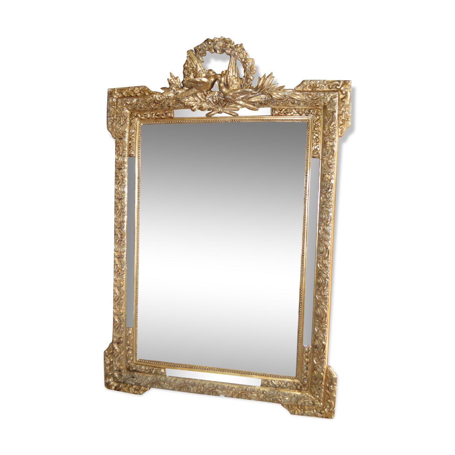 Golden mirror with doves  122x82cm
