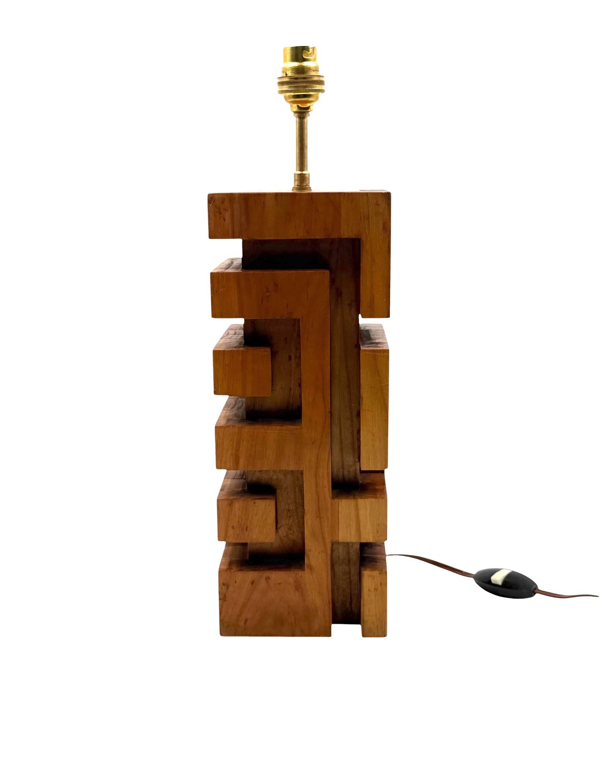 Hollywood regency wood table lamp, France 1970s
