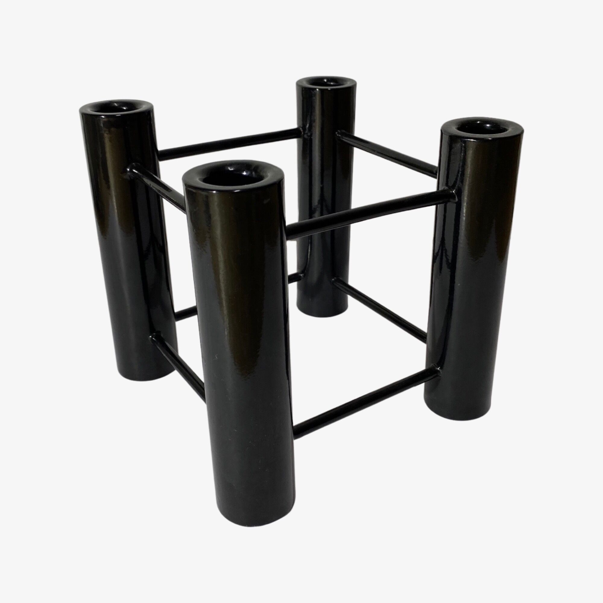 Black vintage candlestick holder from scandinavia | mid-century candleholder for high candles