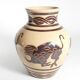 Vintage Ceramic Vase with Brown Bulls and Bands