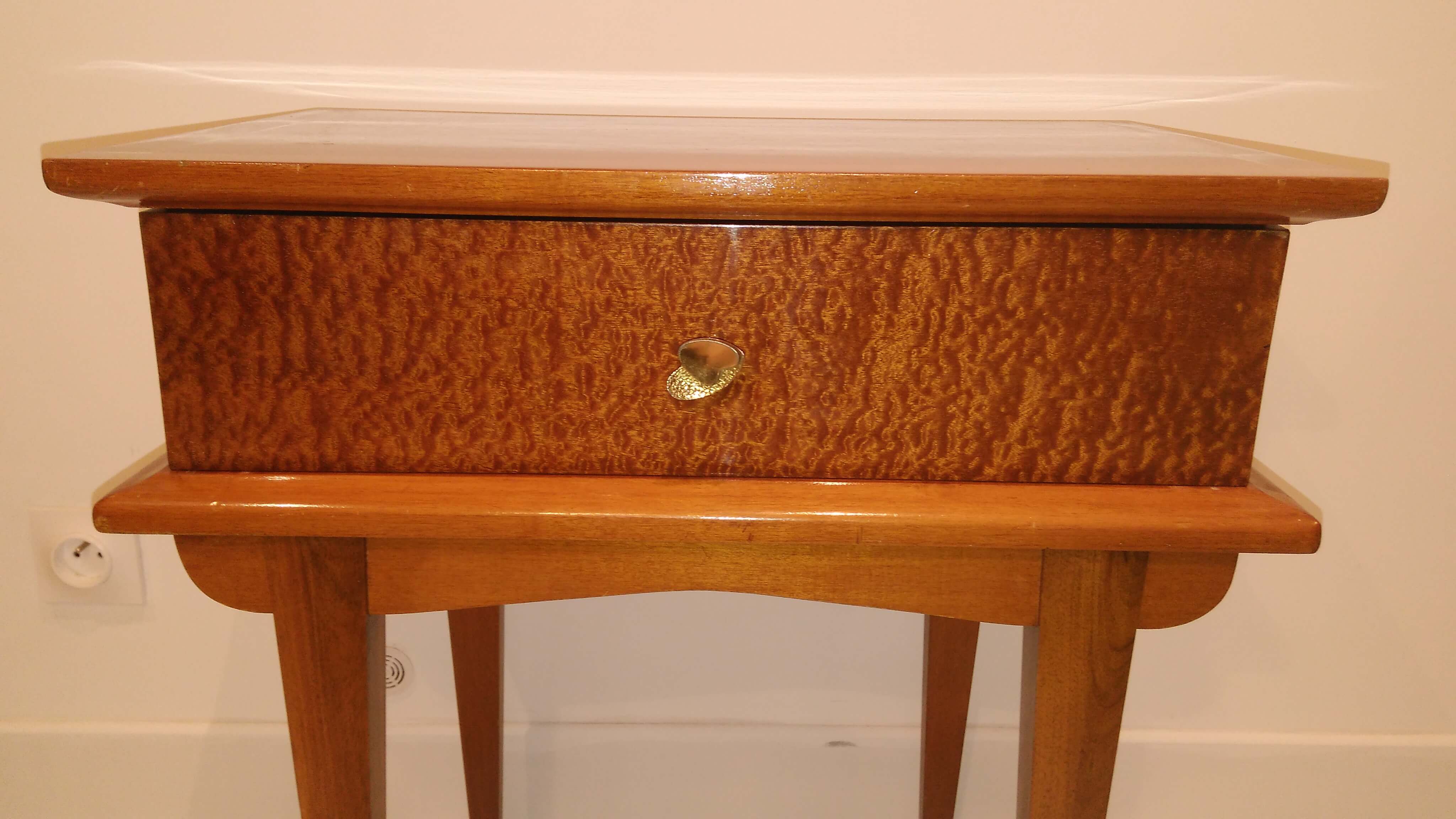 Vintage bedside table with compass feet