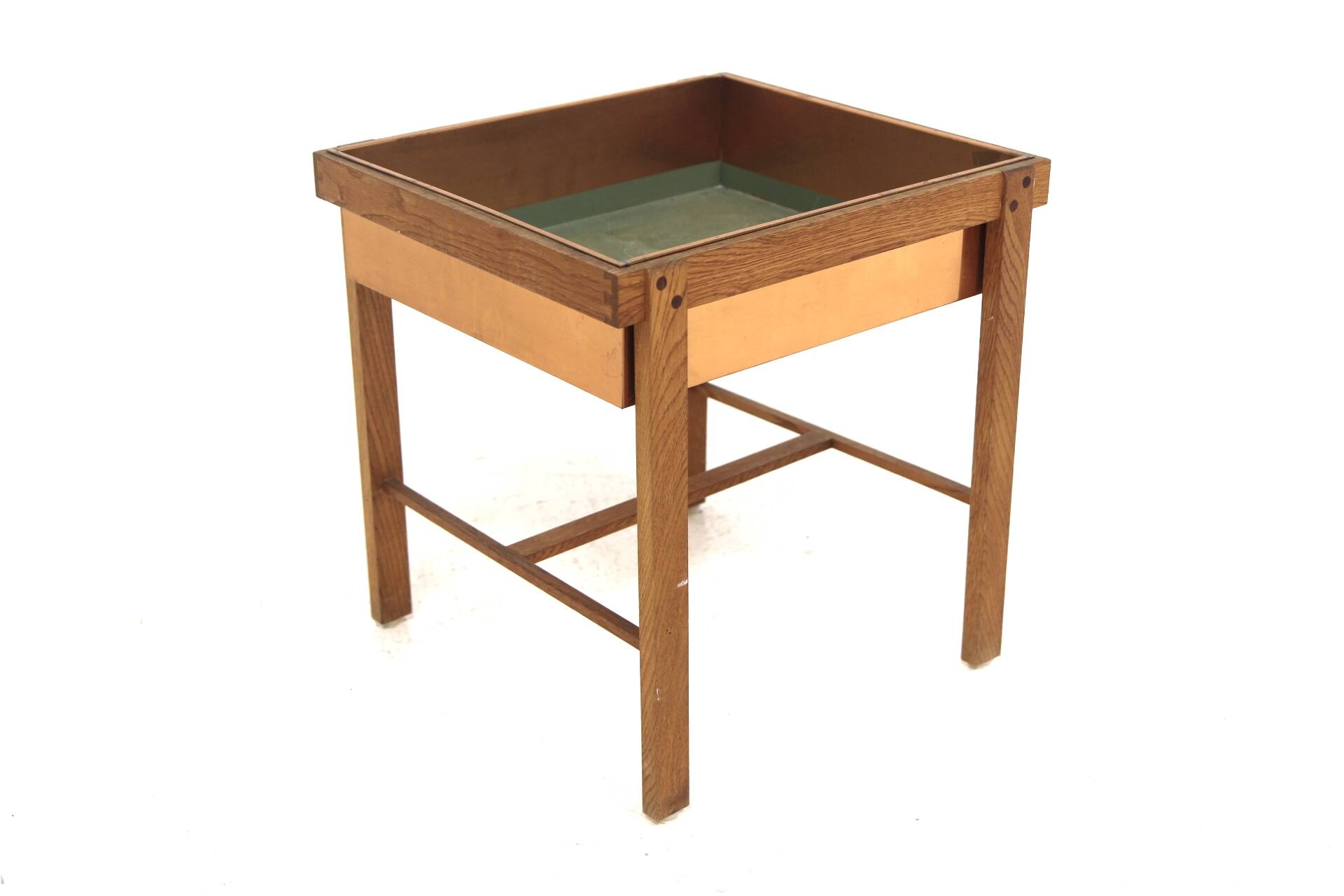 Scandinavian oak and metal planter, Sweden, 1960