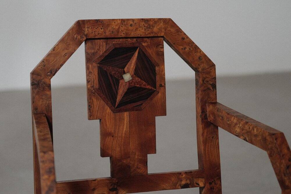 Art Deco armchair, marquetry and cane, circa 1930