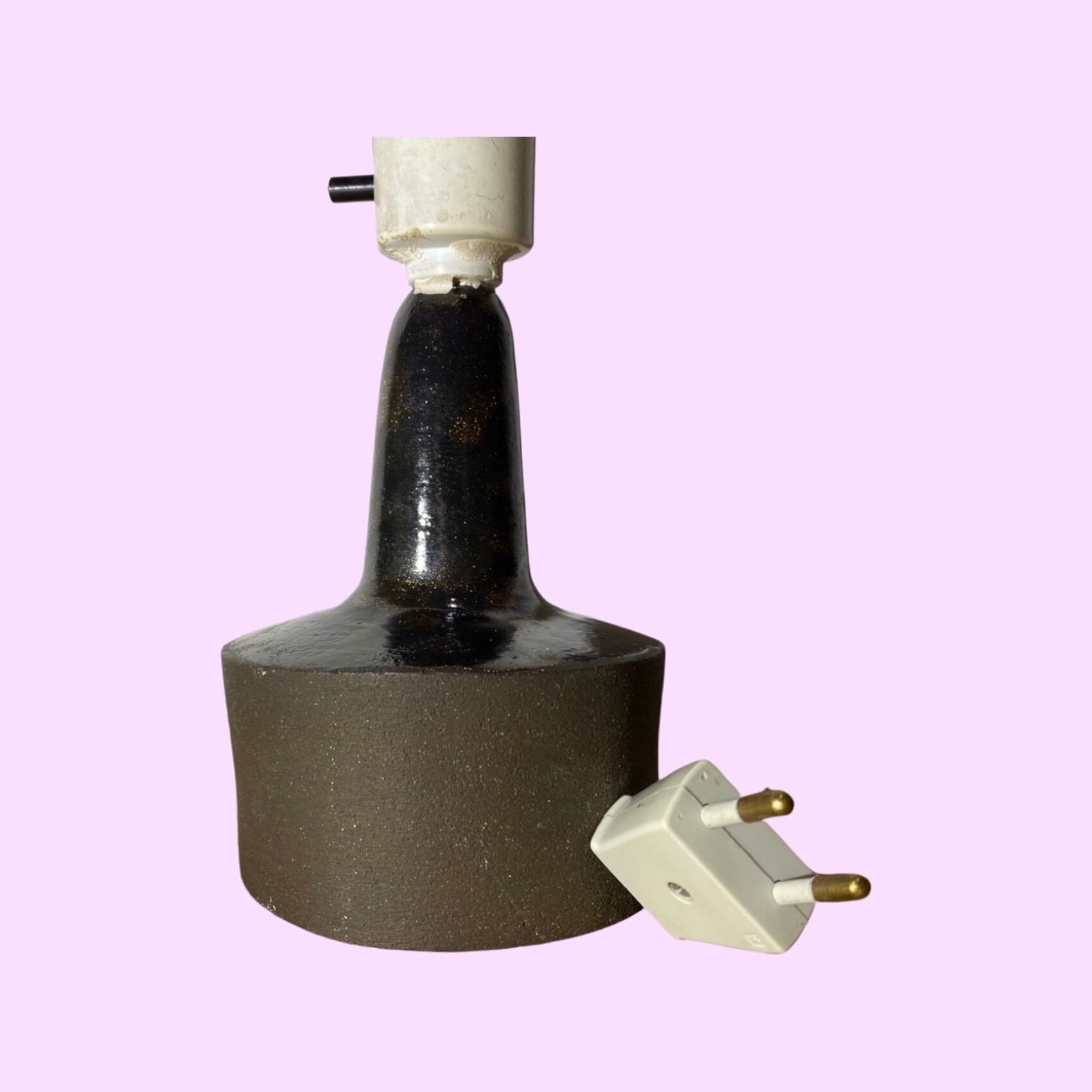 Handmade 1960s ceramic table lamp from denmark - handmade vintage ceramic pottery from the sixties