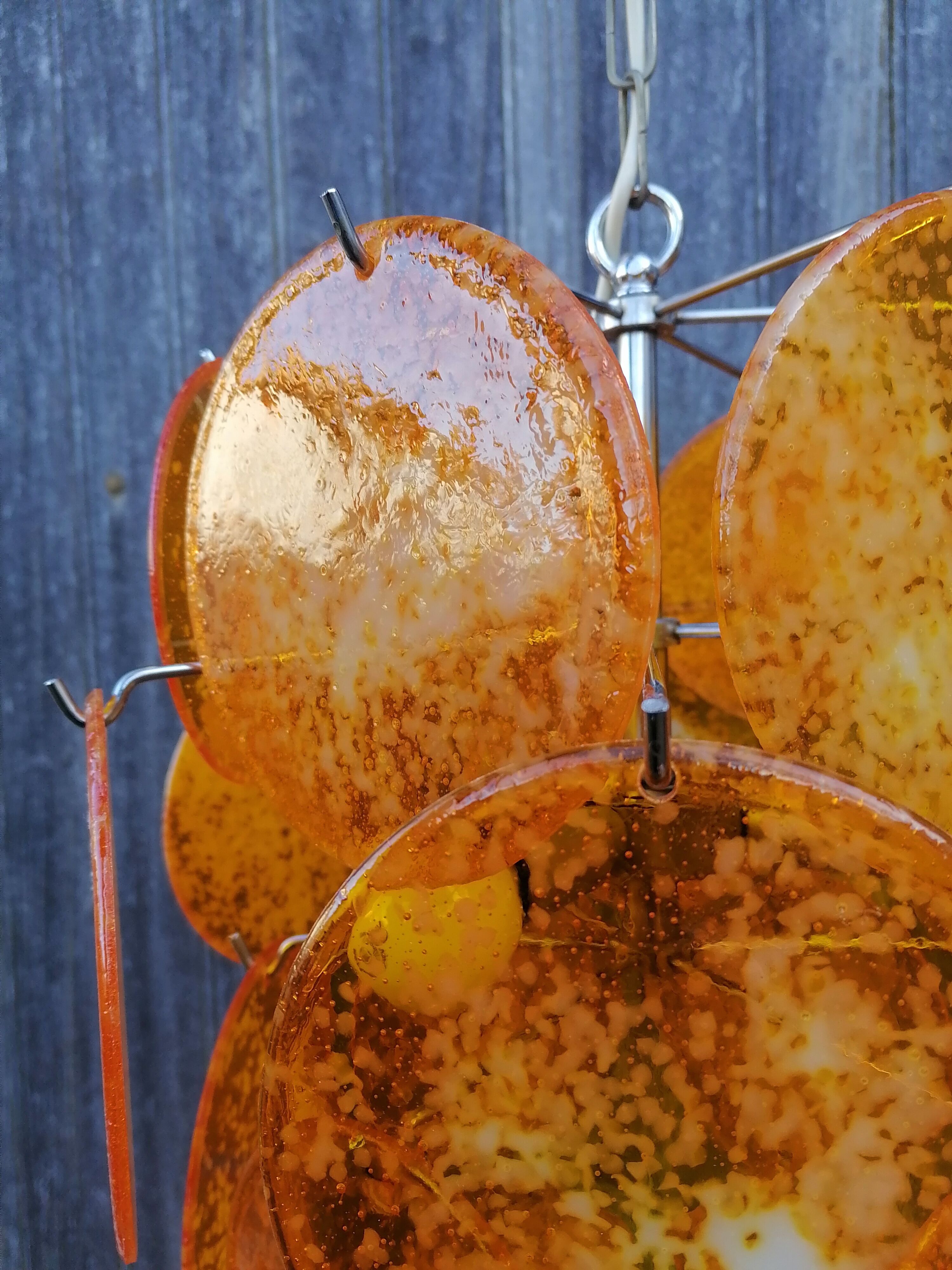 Vintage chandelier orange badge italy 1970