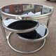 Table basse ronde en verre et chrome vintage