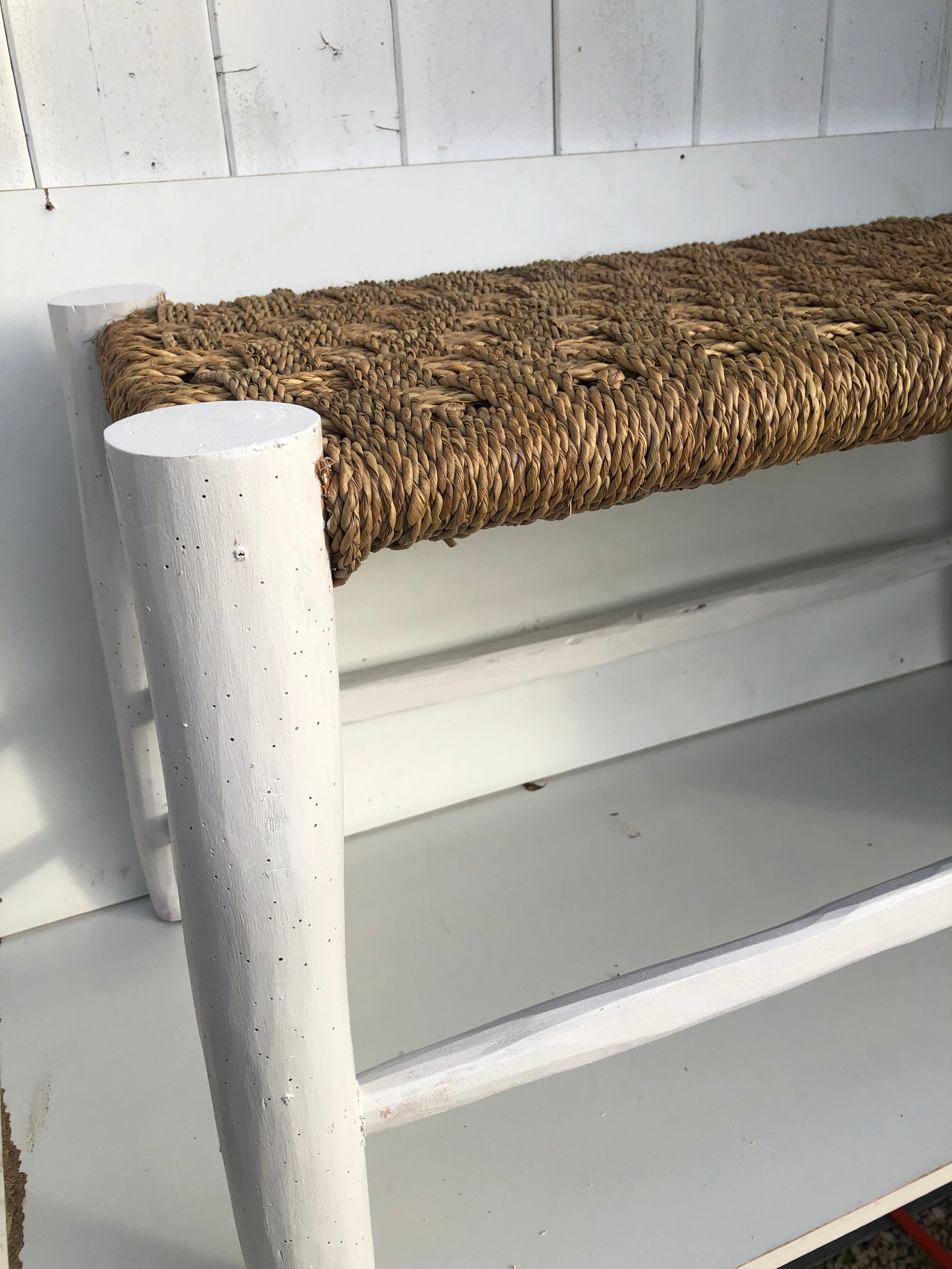Wooden bench and rope